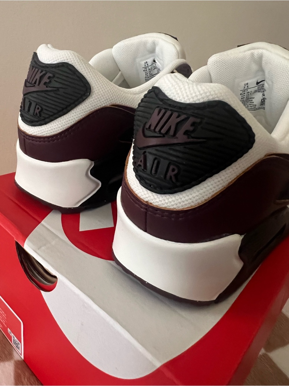 Nike Air Max 90 SE Sneakers Burgundy/Leopard IF1619 102 Women’s Sz 7.5 BNIB - Picture 11 of 16